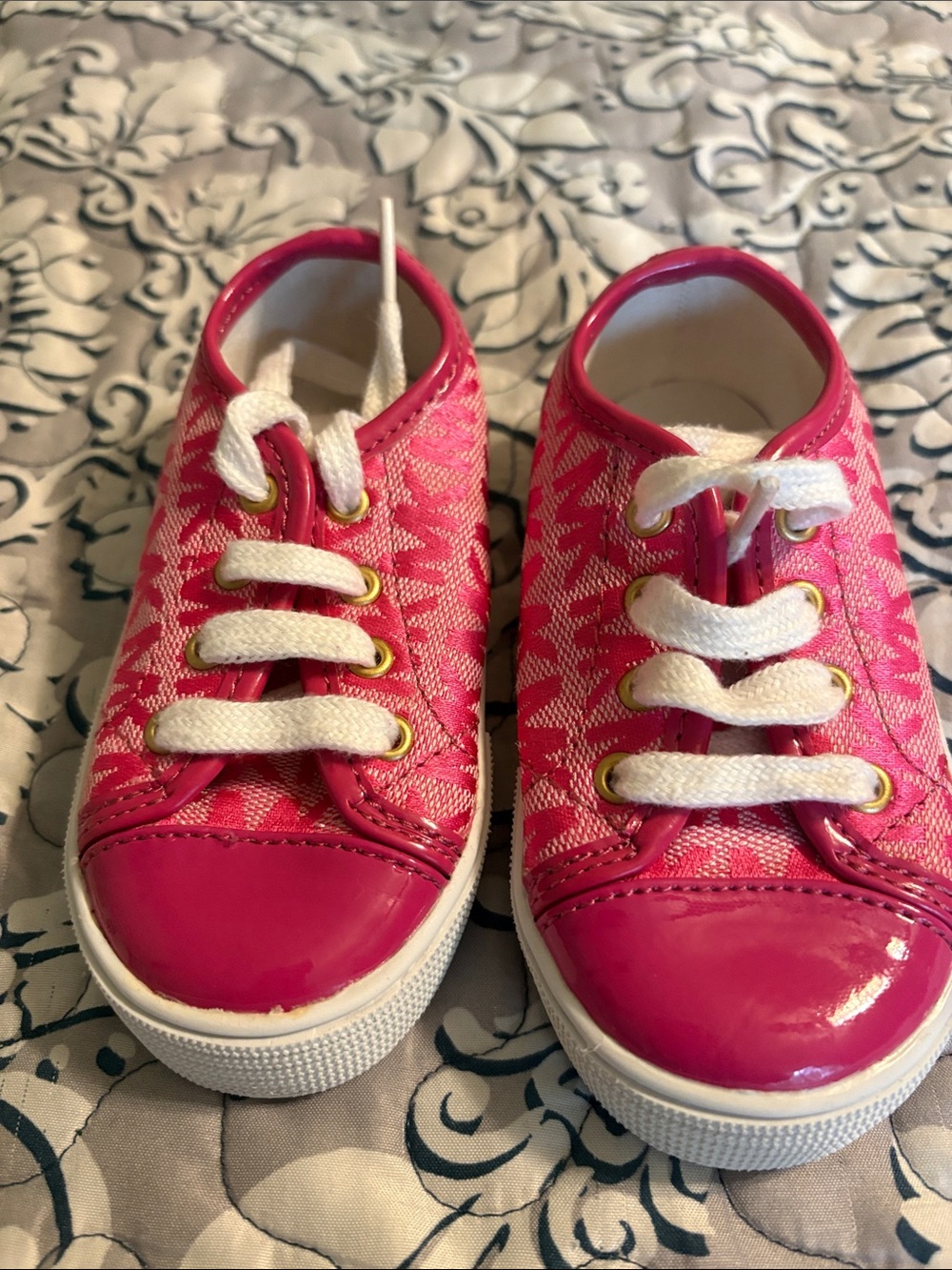 Michael Kors Hot Pink signature logo Lace-Up toddler shoes